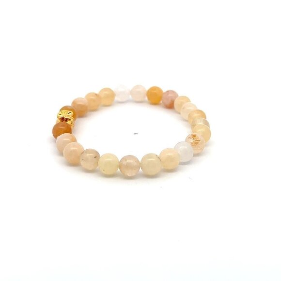 18K Gold Money Bag Lucky Charm Beads Bracelet Gemstone Aventurine Multicolor 6mm - Picture 2 of 4